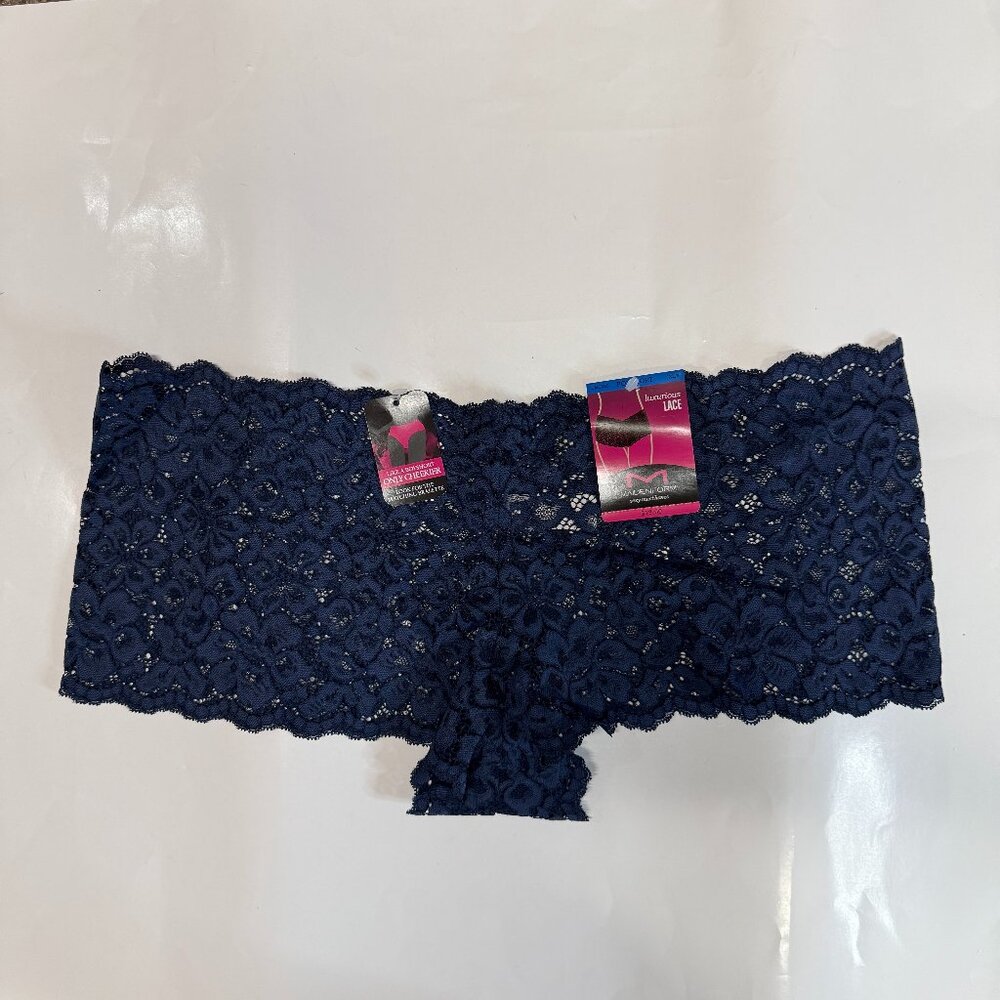 Maidenform Sexy Must Haves Luxurious Lace Cheeky Boyshorts Womens XL/8 Navy Blue